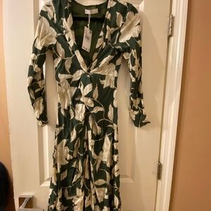 Mango Green floral women’s midi dress